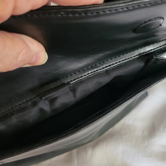 Laura Scott Genuine Leather Purse hobo handbag double handle black lotsa pockets - Picture 9 of 13